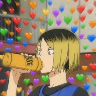 🏐 60e0f014 Kozume Kenma Haikyuu!! Anime, Corazones, Bebiendo, Kenma, Haikyuu whatsapp sticker