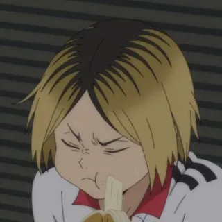 🏐 f05fb9f6 Kozume Kenma Haikyuu!! Anime, Kenma, Haikyuu, Plátano, Comiendo whatsapp sticker