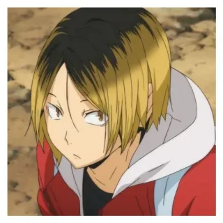 🌟 fe03b76c Kenma Kozume Haikyuu!! Anime, Manga, Kenma Kozume, Haikyuu!!, Personaje, pelo rubio, chaqueta roja telegram sticker