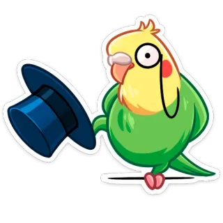 🤓 3c5667e1 ptak, papuga, kapelusz, słodki, zwierzę, kreskówka telegram sticker