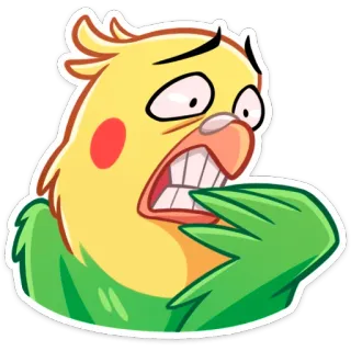 😬 783da7b0 nimfa, papuga, ptak, zaniepokojony, przestraszony, zmartwiony, emoji, naklejka telegram sticker
