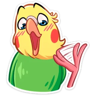 ☺️ b6133fbb ptak, papużka falista, słodki, kreskówka, zwierzę, wyraz telegram sticker