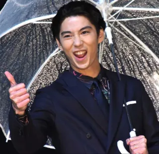 👍 a6433eff ยกนิ้ว, ร่ม, สูท, บวก, มีความสุข, ผู้ชาย telegram sticker