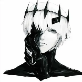 😕 a955e382 Ken Kaneki Tokyo Ghoul 动漫, 漫画, 东京食尸鬼, 金木研, 喰种, 白发, 皇冠 telegram sticker