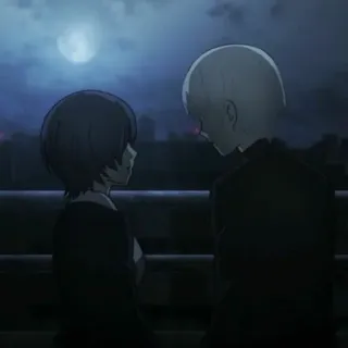 ❤️ f0f4edad 动漫, 月亮, 角色, 夜晚, 爱 telegram sticker