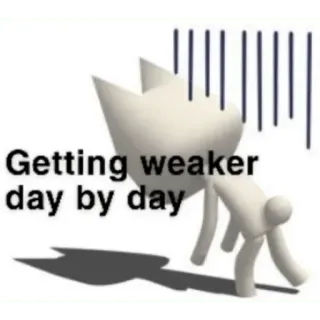 😖 f6fbc6f8 Getting weaker day by day schwach, traurig, Niedergang, Cartoon, weiß telegram sticker