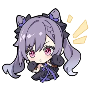 👊 05f8bfeb Keqing Genshin Impact 애니메이션, 귀여운, 고양이, 원신, 각청 telegram sticker