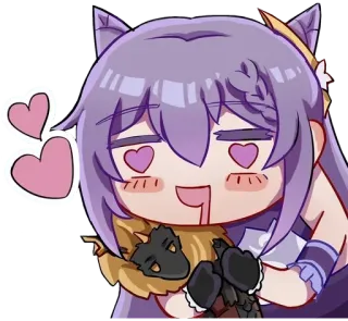 😍 0ecd9ff7 Keqing Genshin Impact 각청, 원신, 애니메이션, 하트, SD, 귀여운 telegram sticker