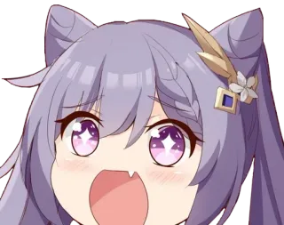 😮 1056d9db Keqing Genshin Impact 애니메이션, 고양이, 치비, 카와이, 원신, 각청, 게임 캐릭터 telegram sticker