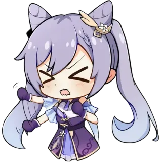 👊 11dda21f Keqing Genshin Impact 각청, 원신, 애니메이션, SD, 귀여운 telegram sticker