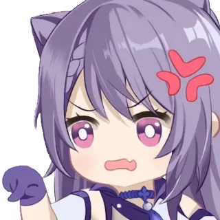 😧 23eadeca Keqing Genshin Impact 애니메이션, 고양이 소녀, 화난, 원신 telegram sticker