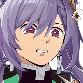 😨 3aa01374 Keqing Genshin Impact 애니메이션, 비디오 게임, 보라색 머리, 각청 (Keqing), 원신 (Genshin Impact) telegram sticker