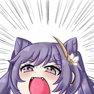 😡 86eac655 Keqing Genshin Impact 각청, 원신, 애니메이션, 화난, 비디오 게임 캐릭터 telegram sticker