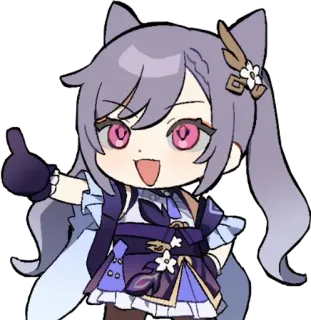 👍 8e847651 Keqing Genshin Impact 애니메이션, 원신, 각청, SD, 스티커, 귀여운 telegram sticker