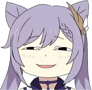 🌚 bdeffef4 Keqing Genshin Impact 각청, 원신, 애니메이션, 고양이 귀, 얄미운 telegram sticker