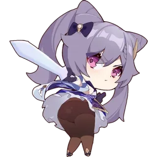 😒 bfd0d181 Keqing Genshin Impact 애니메이션, 비디오 게임, 원신, 각청, 검 telegram sticker