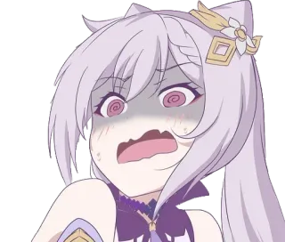 😱 f15efceb Keqing Genshin Impact 애니메이션, 여자, 충격, 무서워, 원신, 각청, 비디오 게임 telegram sticker