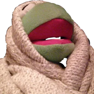 😫 2be3f047 Kermit Kermit la grenouille, marionnette, couverture, douillet, mème, écharpe telegram sticker