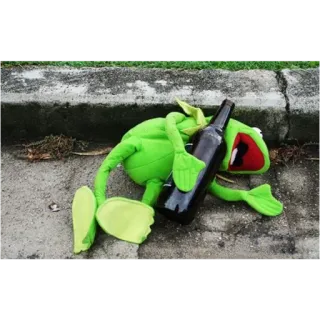 🥃 3a651c39 Kermit Kermit la grenouille, alcool, ivre, grenouille, marionnette telegram sticker