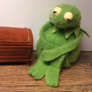 😖 4a6dc47b Kermit Kermit la grenouille, Muppet, marionnette, vert, triste, assis telegram sticker