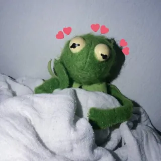 😍 85b2c270 Kermit Kermit la grenouille, Muppets, grenouille, vert, coeurs telegram sticker