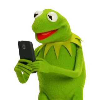 😄 0df73776 Kermit the Frog เคอร์มิท, กบ, มัพเพ็ต, โทรศัพท์, สีเขียว, หุ่นกระบอก whatsapp sticker