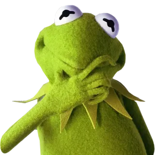 🤔 b4f04d38 Kermit the Frog เคอร์มิท, กบ, มัปเพ็ต, หุ่น, อาย, เคอะเขิน, ตกใจ whatsapp sticker