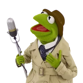 😎 ebf0f796 Kermit เคอร์มิท, หุ่นกระบอก, ไมโครโฟน, นักข่าว, ผู้สื่อข่าว, วินเทจ, ตัวละคร whatsapp sticker
