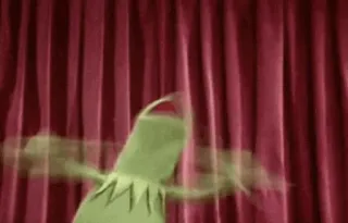 😱 d9a1476c Kermit Kermit the Frog, muppets, puppet, waving, theater, curtain telegram sticker