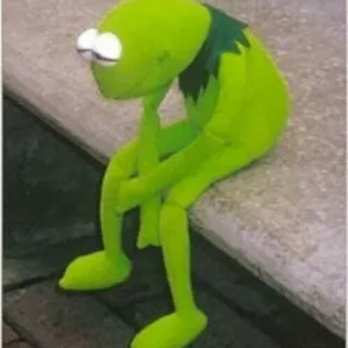 😞 36112234 Kermit 커밋, 슬픈, 개구리, 인형, 밈 whatsapp sticker