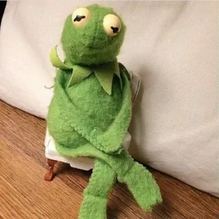 😐 57c3a773 Kermit 커밋, 머펫, 개구리, 인형, 밈, 앉아있는, 포즈 whatsapp sticker