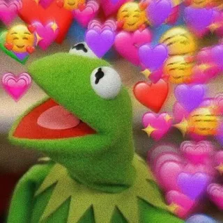 💝 7b9de09b Kermit 커밋, 하트, 이모지, 사랑, 머펫, 개구리, 귀여운 whatsapp sticker