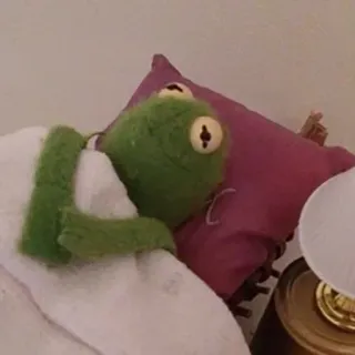 😴 80717c43 개구리, 인형, 수면, 침대, 베개, 램프, 휴식 whatsapp sticker