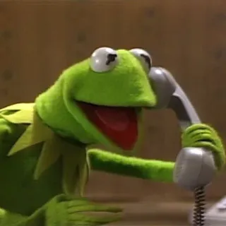😧 981fbaae Kermit the Frog The Muppets 커밋, 개구리, 머펫, 전화, 인형, 초록 whatsapp sticker