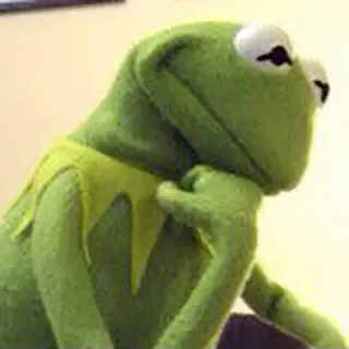 🤔 a39319f8 Kermit 커밋, 생각, 밈, 개구리, 인형, 초록색 whatsapp sticker