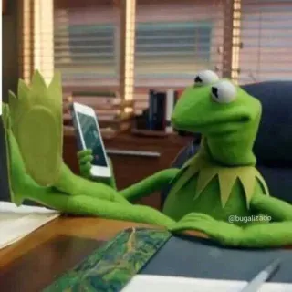 😐 b0c07568 Kermit @bugalizado 커밋, 머펫, 밈, 캐주얼, 개구리 whatsapp sticker