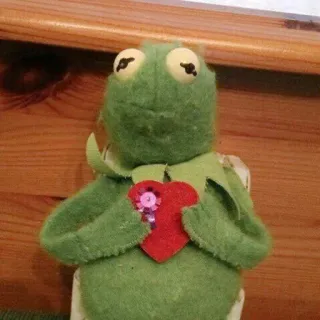 ❤️ ba143e16 Kermit 커밋, 인형, 초록색, 하트, 귀여운, 장난감, 머펫 whatsapp sticker