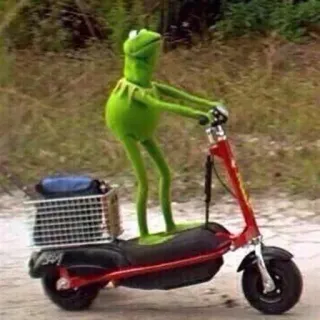 🛴 fc1473ab Kermit the Frog 커밋, 개구리, 스쿠터, 머펫, 웃긴, 밈 whatsapp sticker