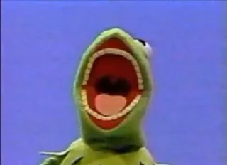 🤣 930cd3e1 Kermit Kermit o Sapo, Muppet, Meme, chocado, boca aberta whatsapp sticker