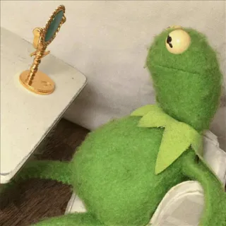 🐸 02361535 Kermit 科米蛙, 布偶, 绿色, 青蛙, 坐着 whatsapp sticker