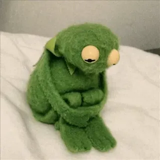 🐸 1a699565 悲伤, 木偶, 绿色, 毛绒玩具, 玩具, 孤独 whatsapp sticker