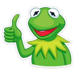 👍 34fd8d57 Kermit the Frog カーミット, カエル, いいね, マペット, 緑, ポジティブ telegram sticker