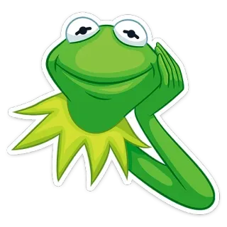 👂 749f313e Kermit カーミット, カエル, マペット, 考える, 思索, ミーム telegram sticker