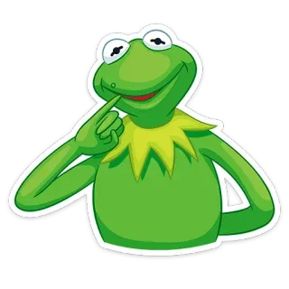 🙂 ade75435 Kermit カーミット, カエル, マペット, 考えてる, ミーム telegram sticker