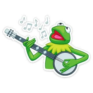 🎸 b063ddba Kermit カーミット, マペット, バンジョー, 音楽, 歌, カエル telegram sticker