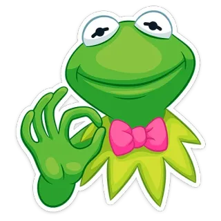 👌 b65e474e Kermit the Frog カーミット, マペット, カエル, OKサイン, 漫画, キャラクター telegram sticker