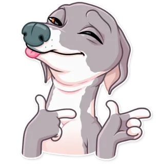 😉 1938ad3b 犬, 動物, 面白い, 指差し, ミーム telegram sticker