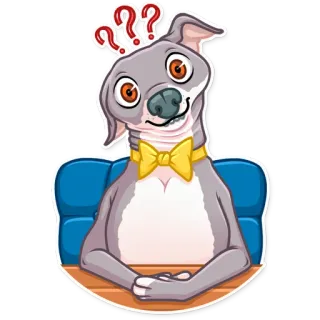 ❓ 5ae3416a 犬, 質問, 混乱, 思考中, 蝶ネクタイ, 動物 telegram sticker
