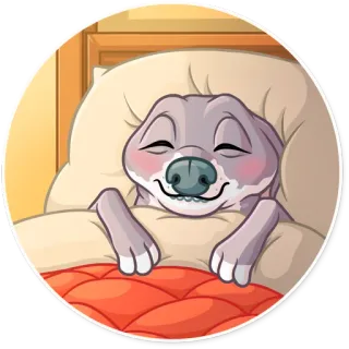 😴 9c42496c 犬, 睡眠, ベッド, 動物, かわいい, 漫画 telegram sticker