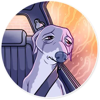 😭 a18e614c 犬, 悲しい, 憂鬱, 車, シートベルト, 漫画, 疲れた telegram sticker